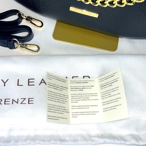 Tuscany Leather Handmade in Italy, Black and Gold Satchel with Dust Bag & COA - Picture 7 of 17